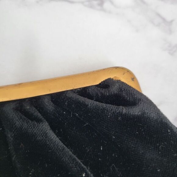 Vintage Clutch 60s Elegant Black Velvet Evening Bag - Picture 5 of 10